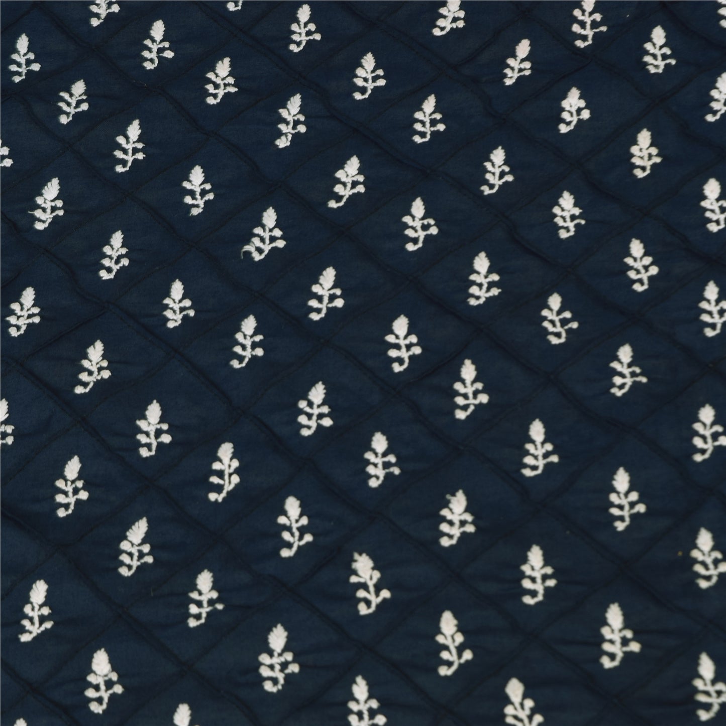 Sanskriti Vintage Long Dupatta/Stole Blend Cotton Blue Handmade Chikankari Scarf