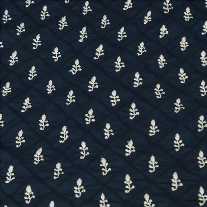 Sanskriti Vintage Long Dupatta/Stole Blend Cotton Blue Handmade Chikankari Scarf