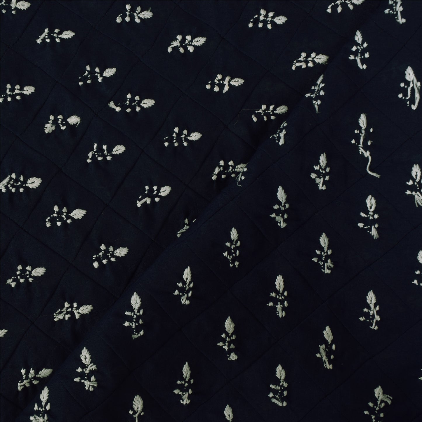 Sanskriti Vintage Long Dupatta/Stole Blend Cotton Blue Handmade Chikankari Scarf