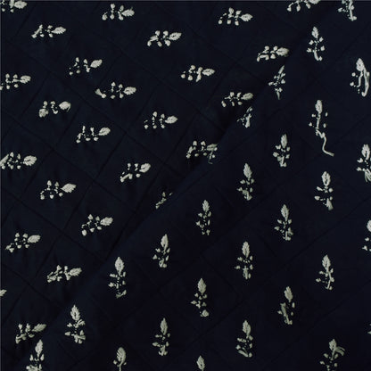 Sanskriti Vintage Long Dupatta/Stole Blend Cotton Blue Handmade Chikankari Scarf