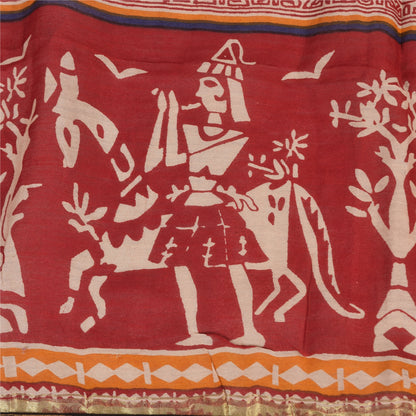 Sanskriti Vintage Long Dupatta/Stole Cotton Silk Black Printed/Solid Scarf Veil