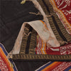 Sanskriti Vintage Long Dupatta/Stole Cotton Silk Black Printed/Solid Scarf Veil