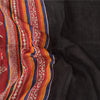Sanskriti Vintage Long Dupatta/Stole Cotton Silk Black Printed/Solid Scarf Veil