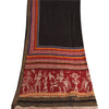 Sanskriti Vintage Long Dupatta/Stole Cotton Silk Black Printed/Solid Scarf Veil