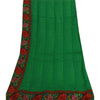 Sanskriti Vintage Long Dupatta/Stole Pure Georgette Green Woven Embroidery Patch