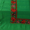 Sanskriti Vintage Long Dupatta/Stole Pure Georgette Green Woven Embroidery Patch