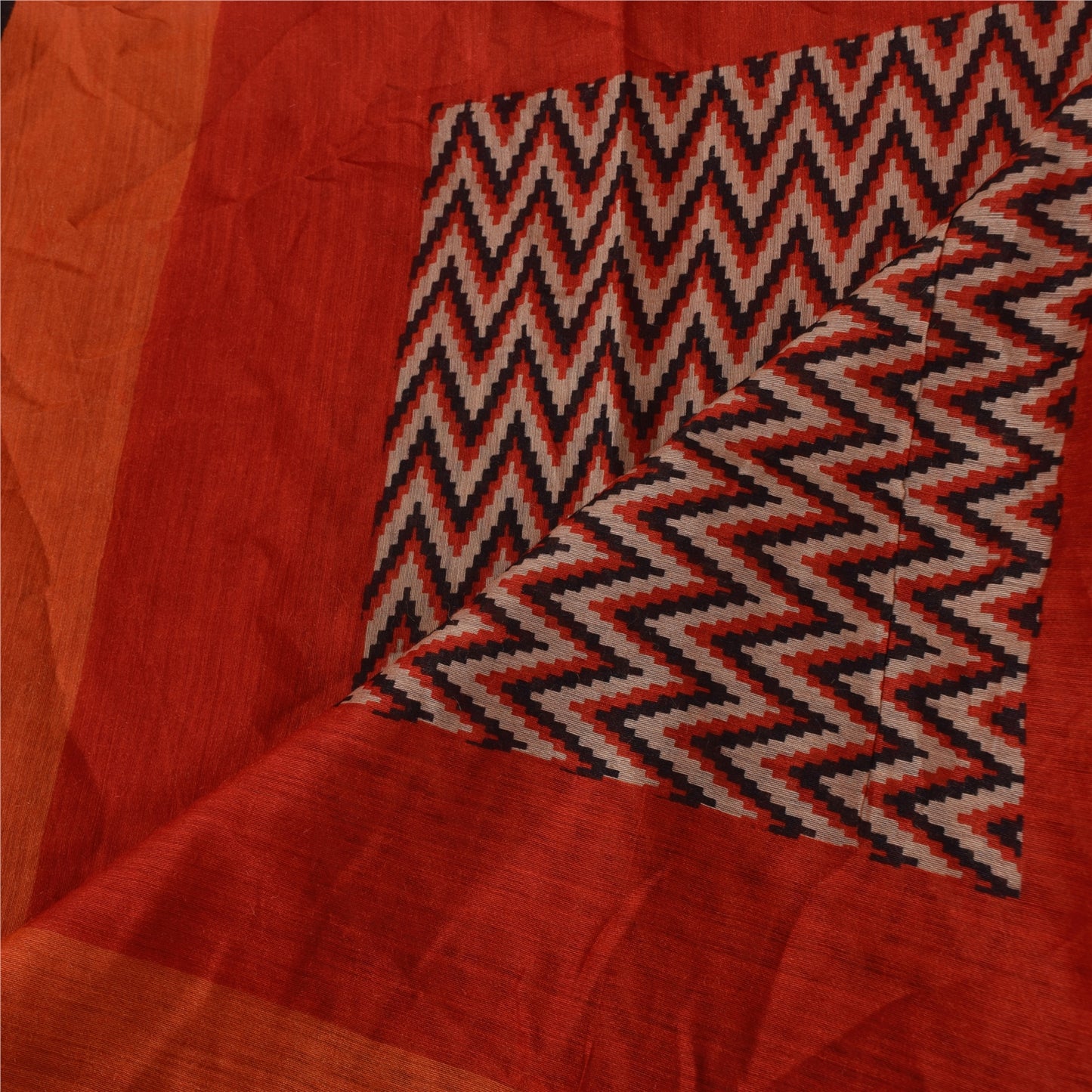 Sanskriti Vintage Orange Dupatta Long Stole Pure Silk Printed Premium Wrap Veil