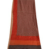 Sanskriti Vintage Orange Dupatta Long Stole Pure Silk Printed Premium Wrap Veil