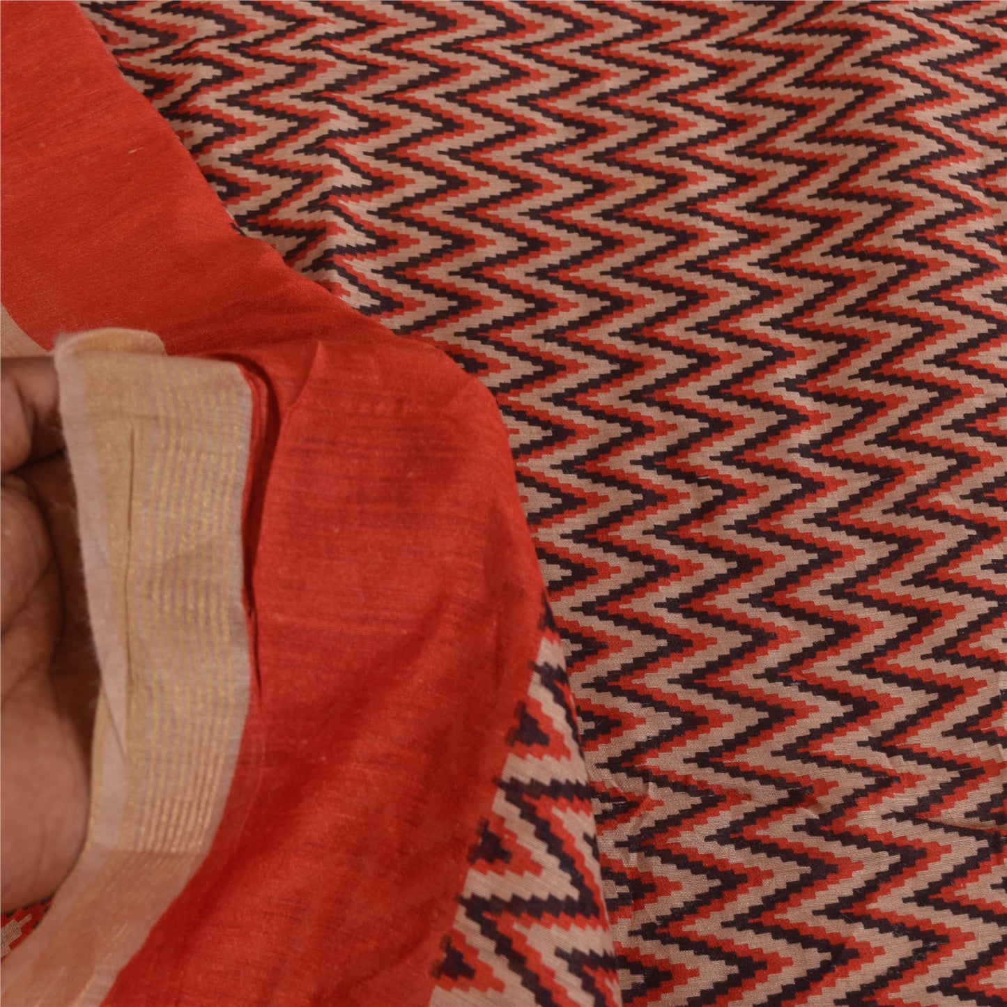 Sanskriti Vintage Orange Dupatta Long Stole Pure Silk Printed Premium Wrap Veil