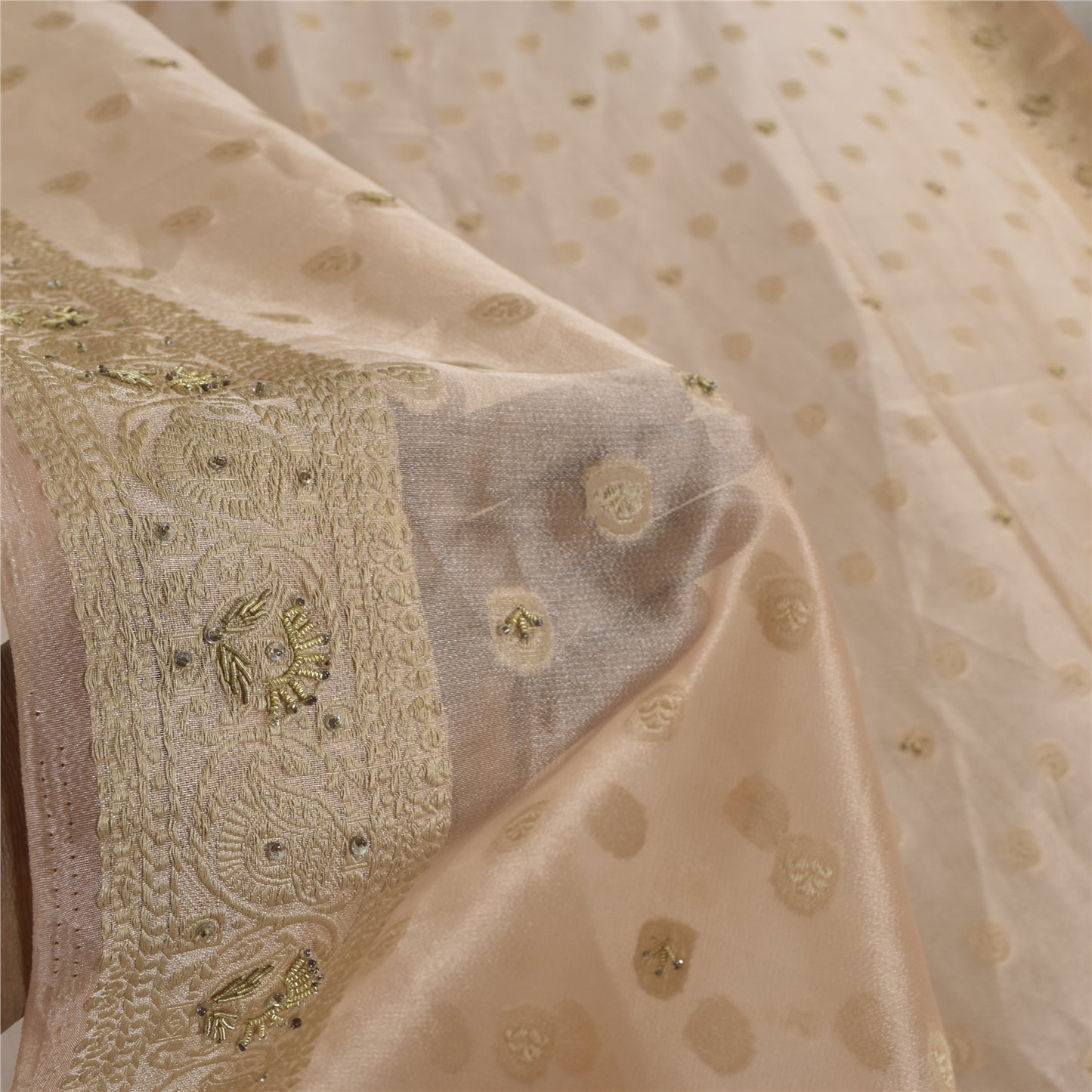 Санскритский винтажный лиловый дупатта длинный палантин из шелка ручной работы с бисером этническая вуаль