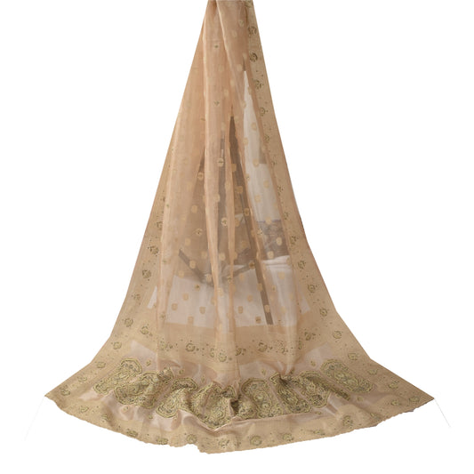 Sanskriti Vintage Mauve Dupatta Lang Stola Kunstsilke Håndperlet Etnisk Wrap Slør