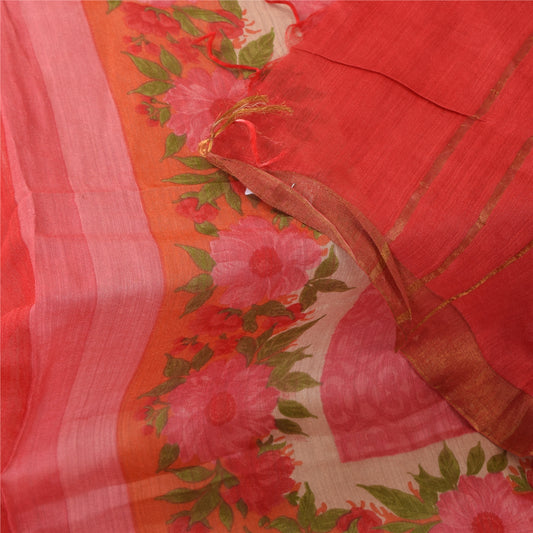 Sanskriti Vintage Pink Dupatta Lange Stola Ren Silke Trykte Premium Wrap Halstørklæder