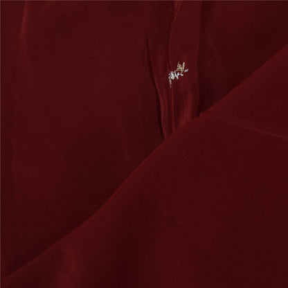 Sanskriti Vintage Dark Red Dupatta Long Stole Pure Silk Hand Beaded Premium Veil