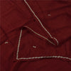 Sanskriti Vintage Dark Red Dupatta Long Stole Pure Silk Hand Beaded Premium Veil