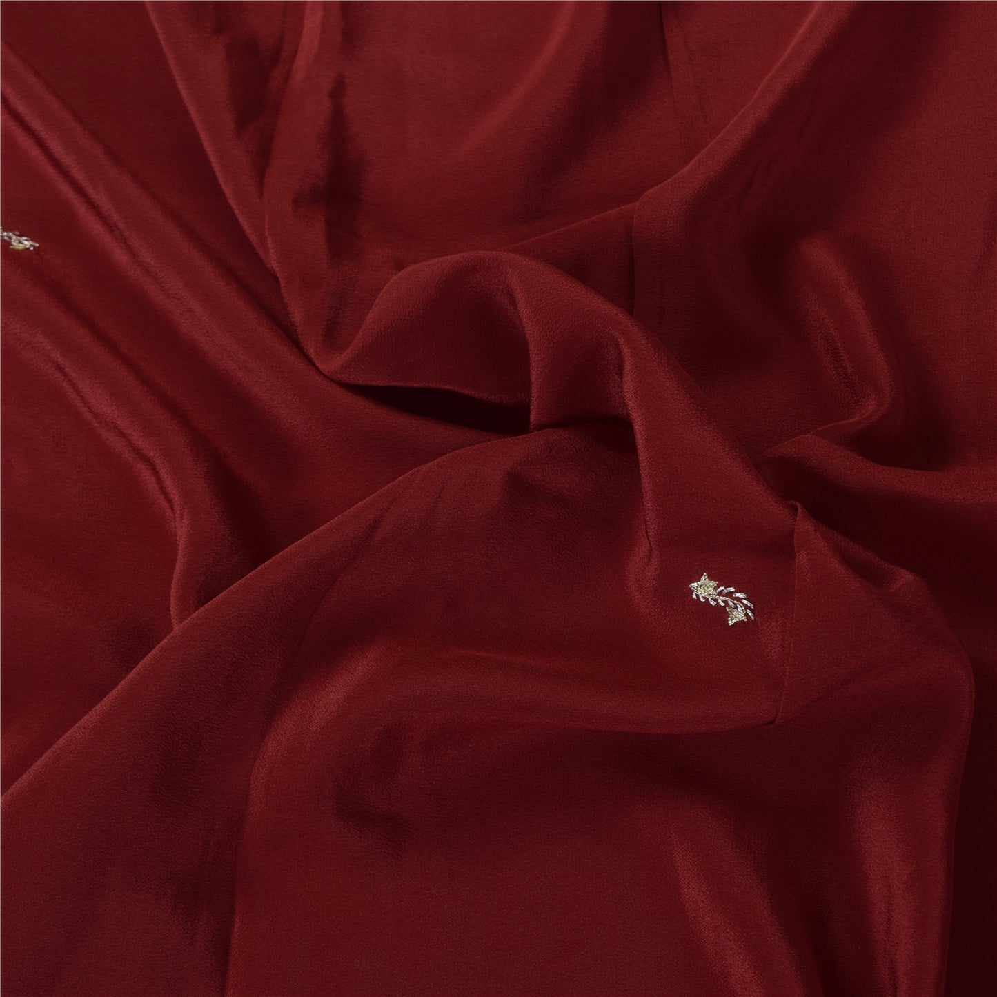 Sanskriti Vintage Dark Red Dupatta Long Stole Pure Silk Hand Beaded Premium Veil