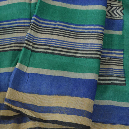 Санскрити Винтаж Синий/Серый Дупатта Длинный Палантин Чистый Шелк Печатный Премиум Шарфы