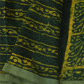 Sanskriti Vintage Long Dupatta/Scarf Green & Yellow Cotton Silk Hand Block Printed Stole Veil Used Head Stole Neck Head Stole Shawl