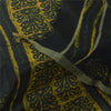 Sanskriti Vintage Long Dupatta/Stole Green/Yellow Hand Block Printed Scarf Veil