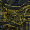 Sanskriti Vintage Long Dupatta/Stole Green/Yellow Hand Block Printed Scarf Veil