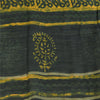 Sanskriti Vintage Long Dupatta/Stole Green/Yellow Hand Block Printed Scarf Veil