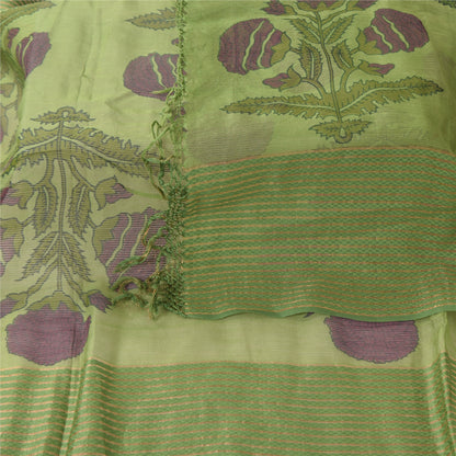 Sanskriti Vintage Green Dupatta Long Stole Pure Cotton Printed Woven Wrap Hijab