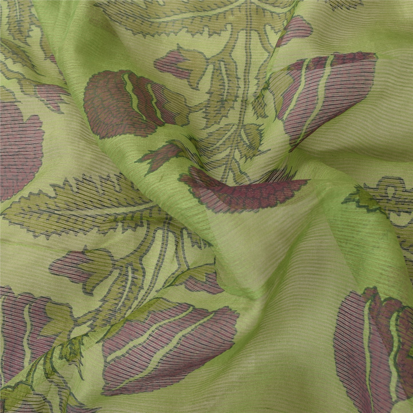 Sanskriti Vintage Green Dupatta Long Stole Pure Cotton Printed Woven Wrap Hijab