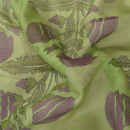Sanskriti Vintage Green Dupatta Long Stole Pure Cotton Printed Woven Wrap Hijab
