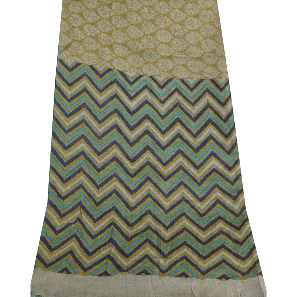 Sanskriti Vintage Yellow Dupatta Long Stole Pure Silk Printed Premium Wrap Veil