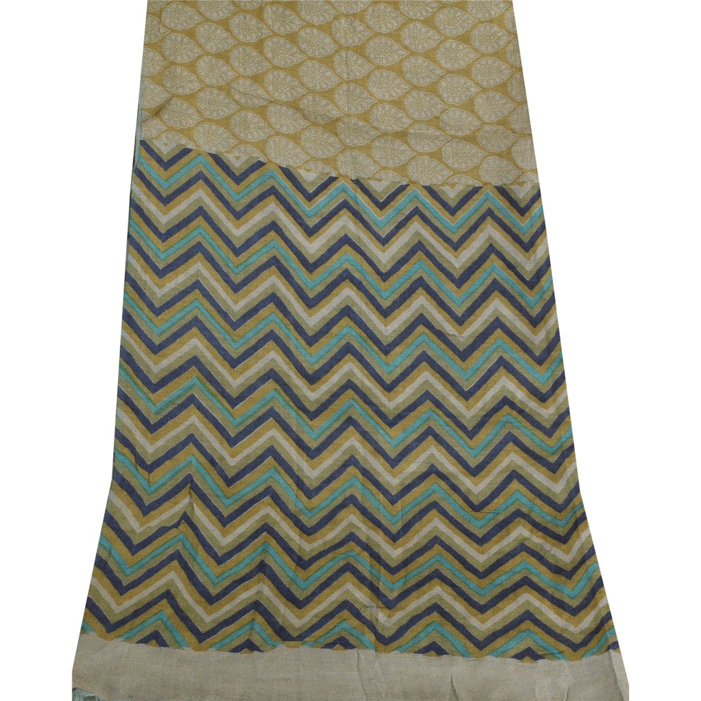 Sanskriti Vintage Yellow Dupatta Long Stole Pure Silk Printed Premium Wrap Veil