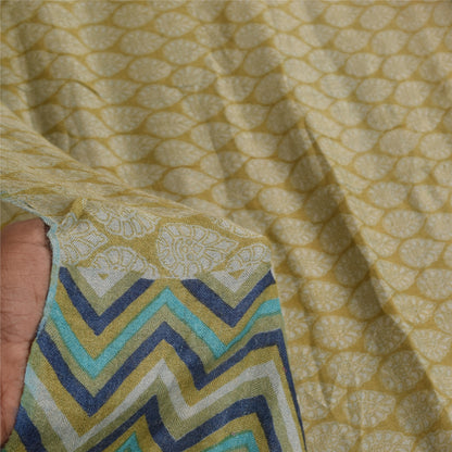 Sanskriti Vintage Yellow Dupatta Long Stole Pure Silk Printed Premium Wrap Veil