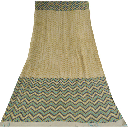 Sanskriti Vintage Yellow Dupatta Long Stole Pure Silk Printed Premium Wrap Veil