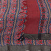 Sanskriti Vintage Long Dupatta/Stole Pure Woolen Blue/Red Elephant printed Veil