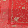 Sanskriti Vintage Red Dupatta Long Stole Pure Georgette Hand Beaded Wrap Scarves