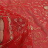 Sanskriti Vintage Red Dupatta Long Stole Pure Georgette Hand Beaded Wrap Scarves