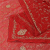 Sanskriti Vintage Red Dupatta Long Stole Pure Georgette Hand Beaded Wrap Scarves