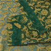 Sanskriti Vintage Green Dupatta Long Stole Pure Silk Hand Beaded Premium Scarves