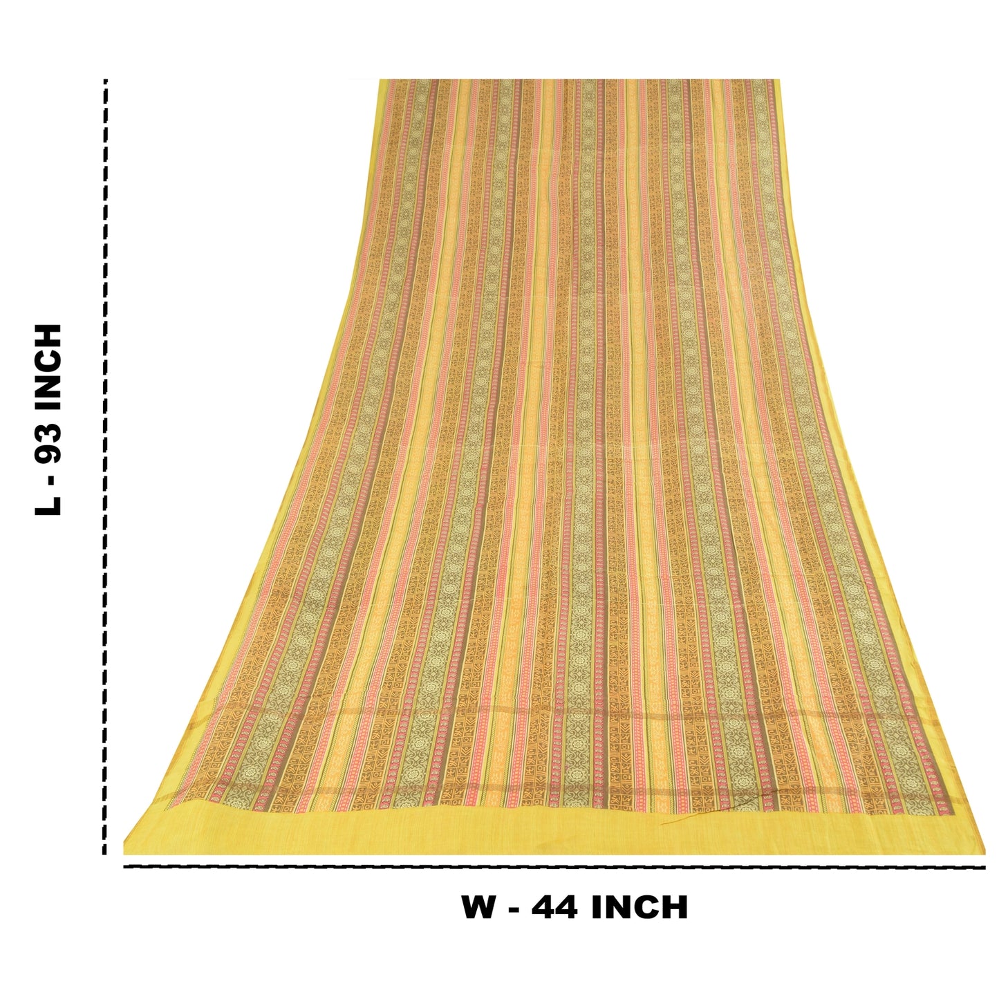 Sanskriti Vintage Yellow Dupatta Long Stole Pure Cotton Printed Premium Scarves