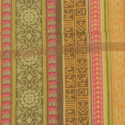 Sanskriti Vintage Yellow Dupatta Long Stole Pure Cotton Printed Premium Scarves