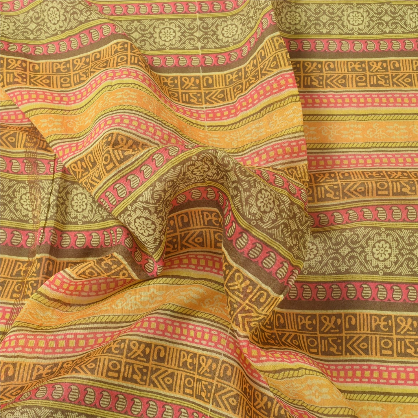 Sanskriti Vintage Yellow Dupatta Long Stole Pure Cotton Printed Premium Scarves