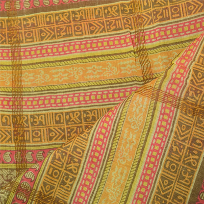 Sanskriti Vintage Yellow Dupatta Long Stole Pure Cotton Printed Premium Scarves
