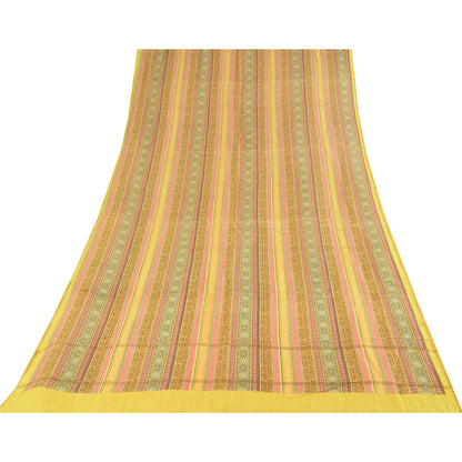 Sanskriti Vintage Yellow Dupatta Long Stole Pure Cotton Printed Premium Scarves
