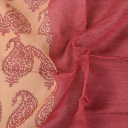 Sanskriti Vintage Pink Dupatta Long Stole Pure Cotton Printed Premium Wrap Veil