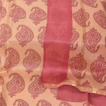 Sanskriti Vintage Pink Dupatta Long Stole Pure Cotton Printed Premium Wrap Veil