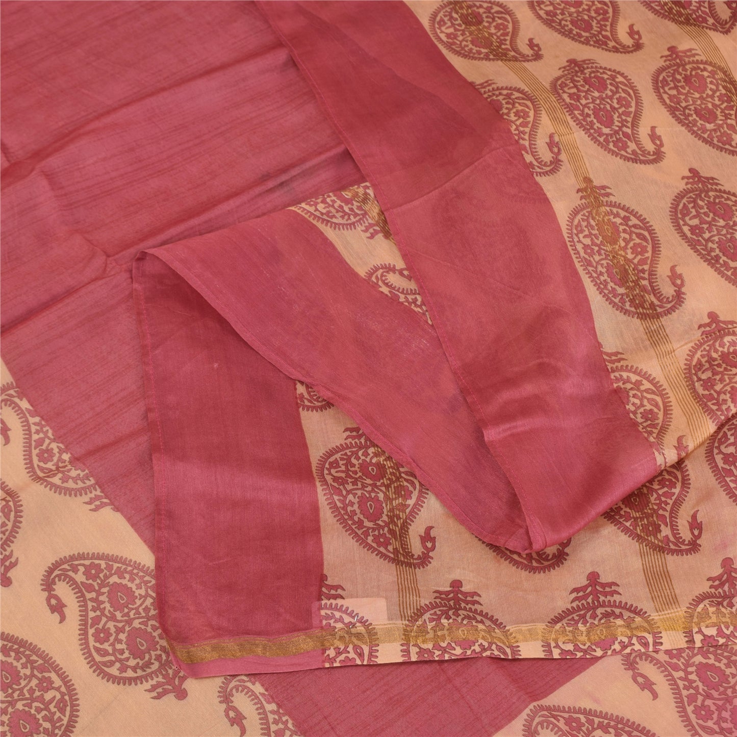 Sanskriti Vintage Pink Dupatta Long Stole Pure Cotton Printed Premium Wrap Veil