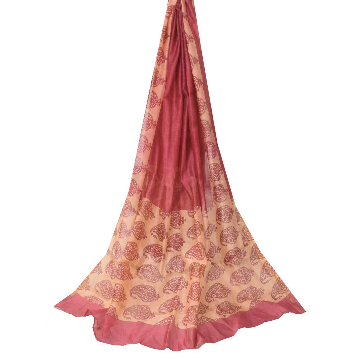 Sanskriti Vintage Pink Dupatta Long Stole Pure Cotton Printed Premium Wrap Veil