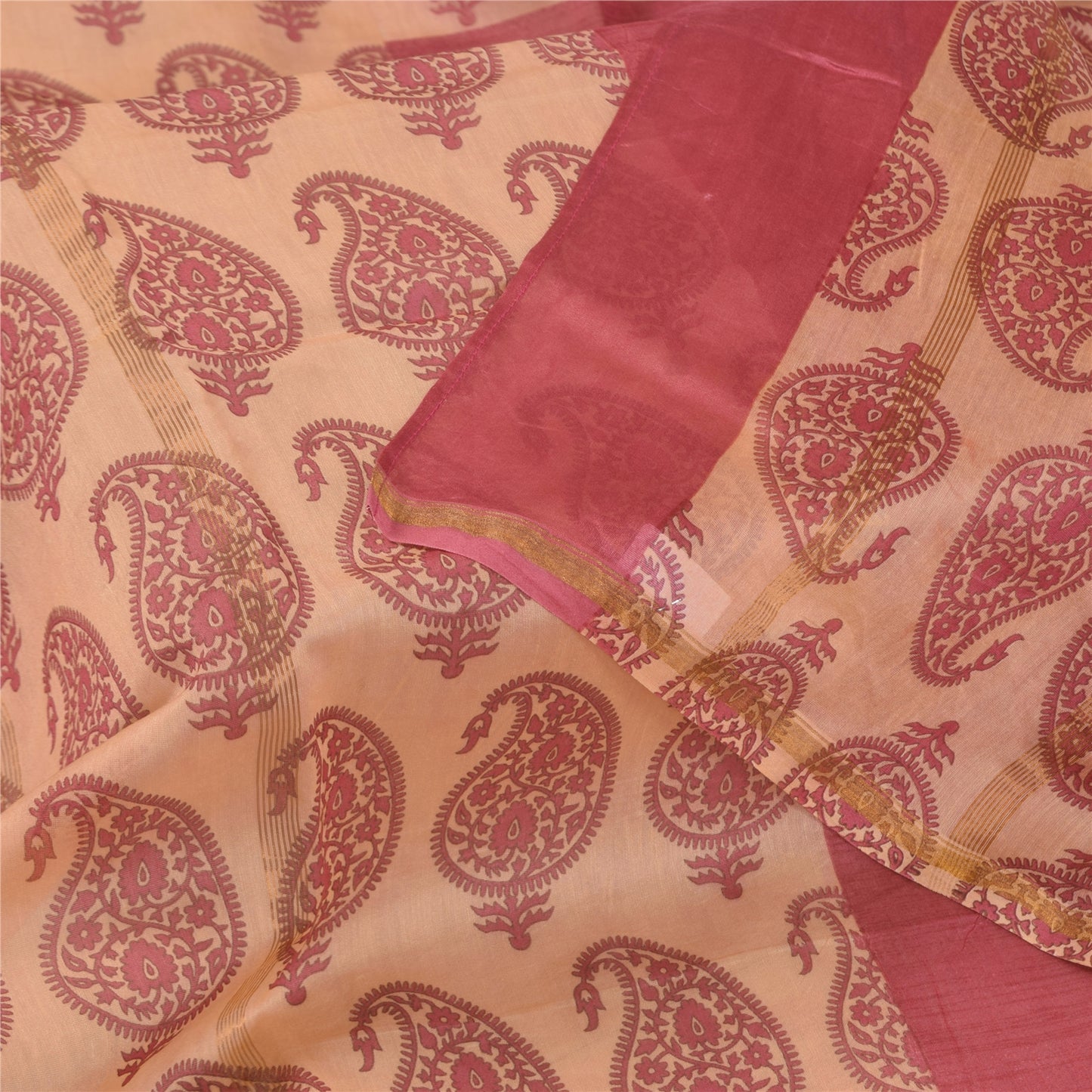 Sanskriti Vintage Pink Dupatta Long Stole Pure Cotton Printed Premium Wrap Veil