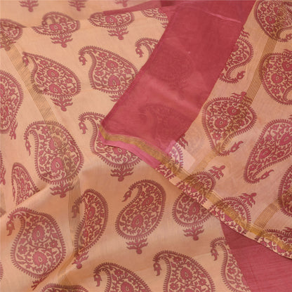 Sanskriti Vintage Pink Dupatta Long Stole Pure Cotton Printed Premium Wrap Veil