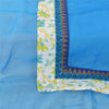 Sanskriti Vintage Long Dupatta/Stole Pure Georgette Blue Solid/Patch Scarf Veil