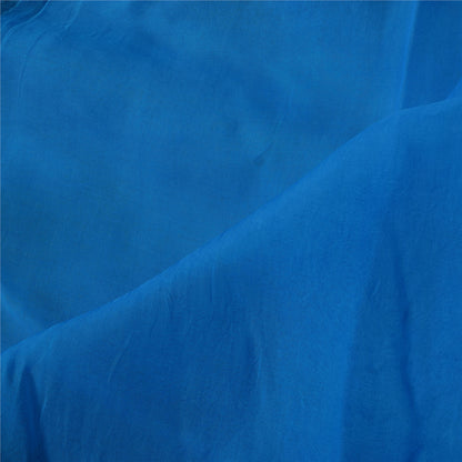 Sanskriti Vintage Long Dupatta/Stole Pure Georgette Blue Solid/Patch Scarf Veil