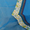 Sanskriti Vintage Long Dupatta/Stole Pure Georgette Blue Solid/Patch Scarf Veil